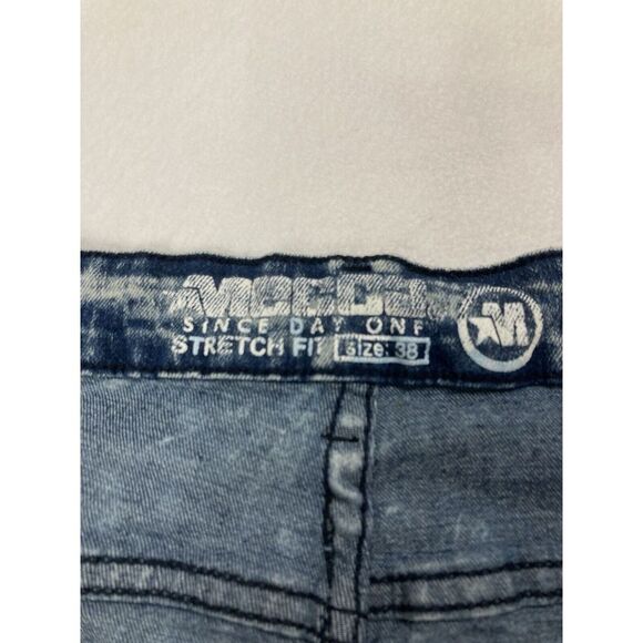 Mecca Blue Distressed Y2K Jorts Straight Leg Stretch Fit Jean Short Mens 38 - Picture 4 of 10